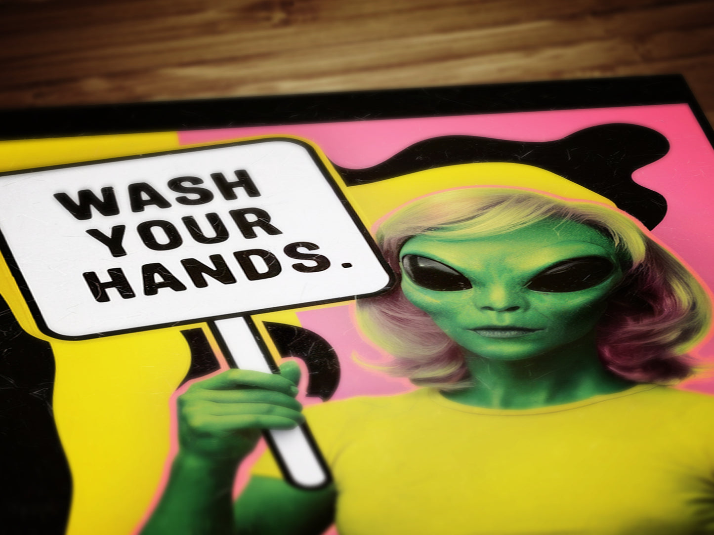 Wash Your Hands, UFO Alien Bathroom Wall Art, Decor Bathroom Art for Kids, Pop Art Print Extraterrestrial, Funny Sci-Fi Weird Art Print