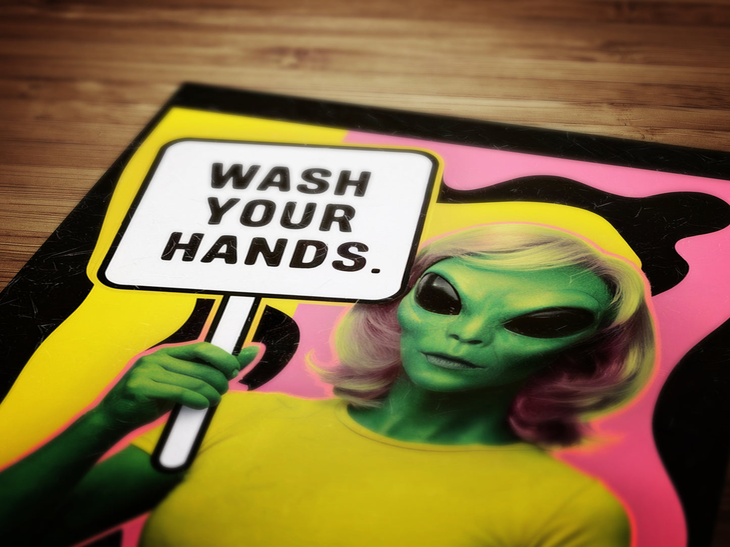 Wash Your Hands, UFO Alien Bathroom Wall Art, Decor Bathroom Art for Kids, Pop Art Print Extraterrestrial, Funny Sci-Fi Weird Art Print