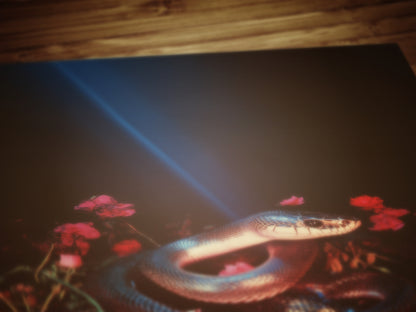 Dark Lush Floral Snake Wall Art Poster, Moody Botanical Wall Art Printable, Gothic Dark Academia Aesthetic Wall Decor