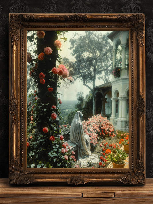 A Ghost From The Past, Memento Mori Victorian photograph, Goth Wall art, Dark Academia Spooky Decor, Dark Art Poster Print, Creepy Stuff